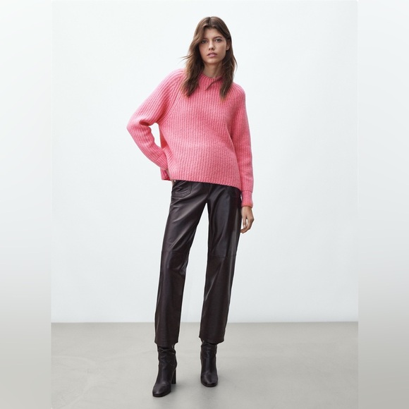 Massimo Dutti Italian Yarn knit sweater Wool Blend Pink S - Picture 4 of 15
